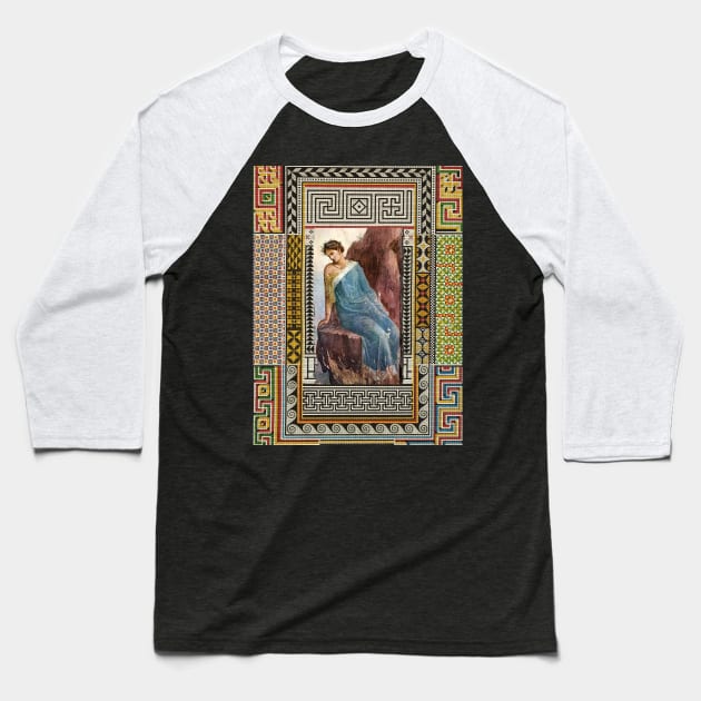 ANTIQUE ROMAN WOMAN FIGURE WITH POMPEII MOSAICS PATCHWORK Baseball T-Shirt by BulganLumini